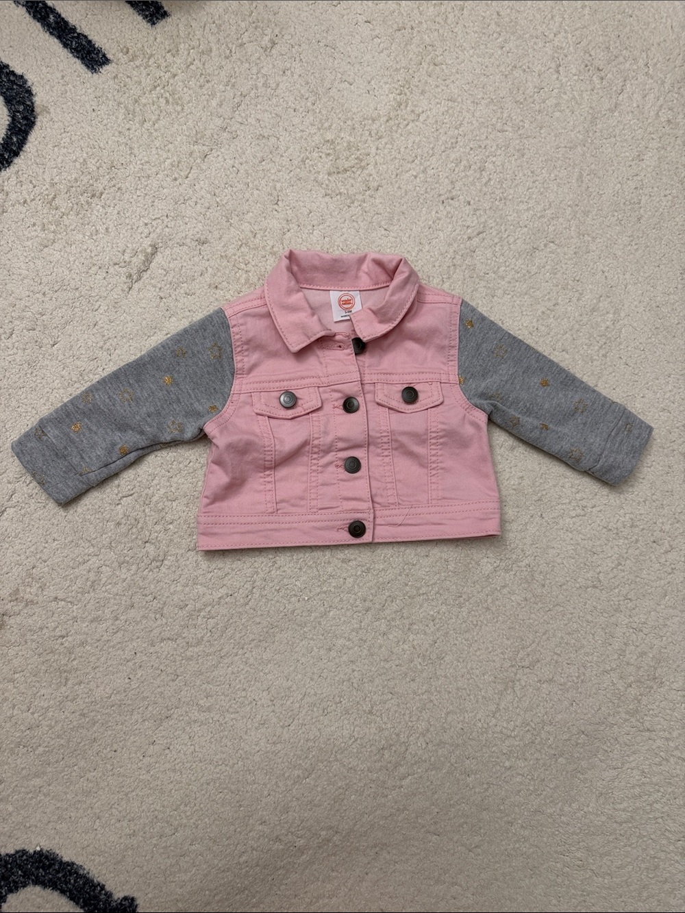 NWOT Pink Denim Jacket with Gray Sleeves